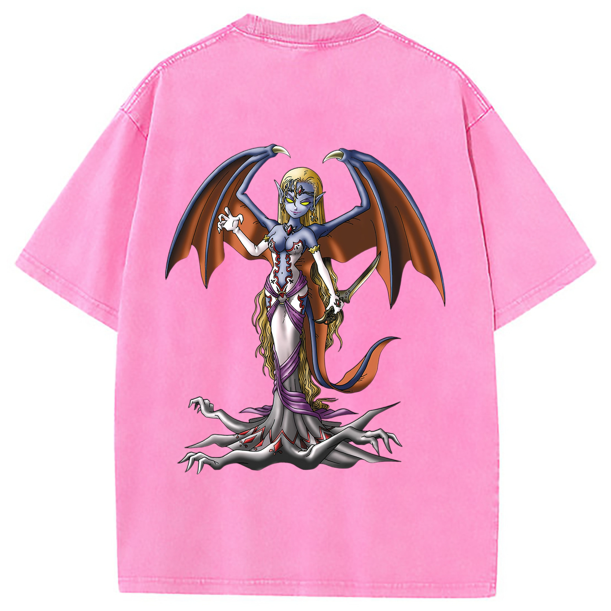 （画像用） ドラゴンクエスト Doragon Kuesuto Dragon Quest 綿100% ヴィンテージ風 半袖Tシャツ（背面プリント）